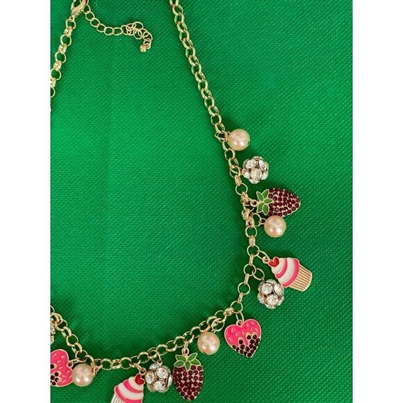 Charter Club Heart, Fruit & Cupcake Charms Faux Pink Pearl Statement Necklace - Picture 5 of 6